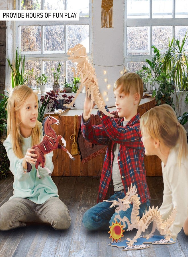 بازلد مجموعة تركيب أحجية ثلاثية الأبعاد على شكل حصان ملون من الخشب، ممتعة وفريدة من نوعها وتعليمية، لعبة حيوان خشبية يمكنك تجميعها بنفسك، أحجية ملونة مسبقًا لهواية البناء والتزيين، عبوة من 31 قطعة - Image 3